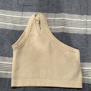 Urban Outfitters Beige Asymmetrical Crop Top